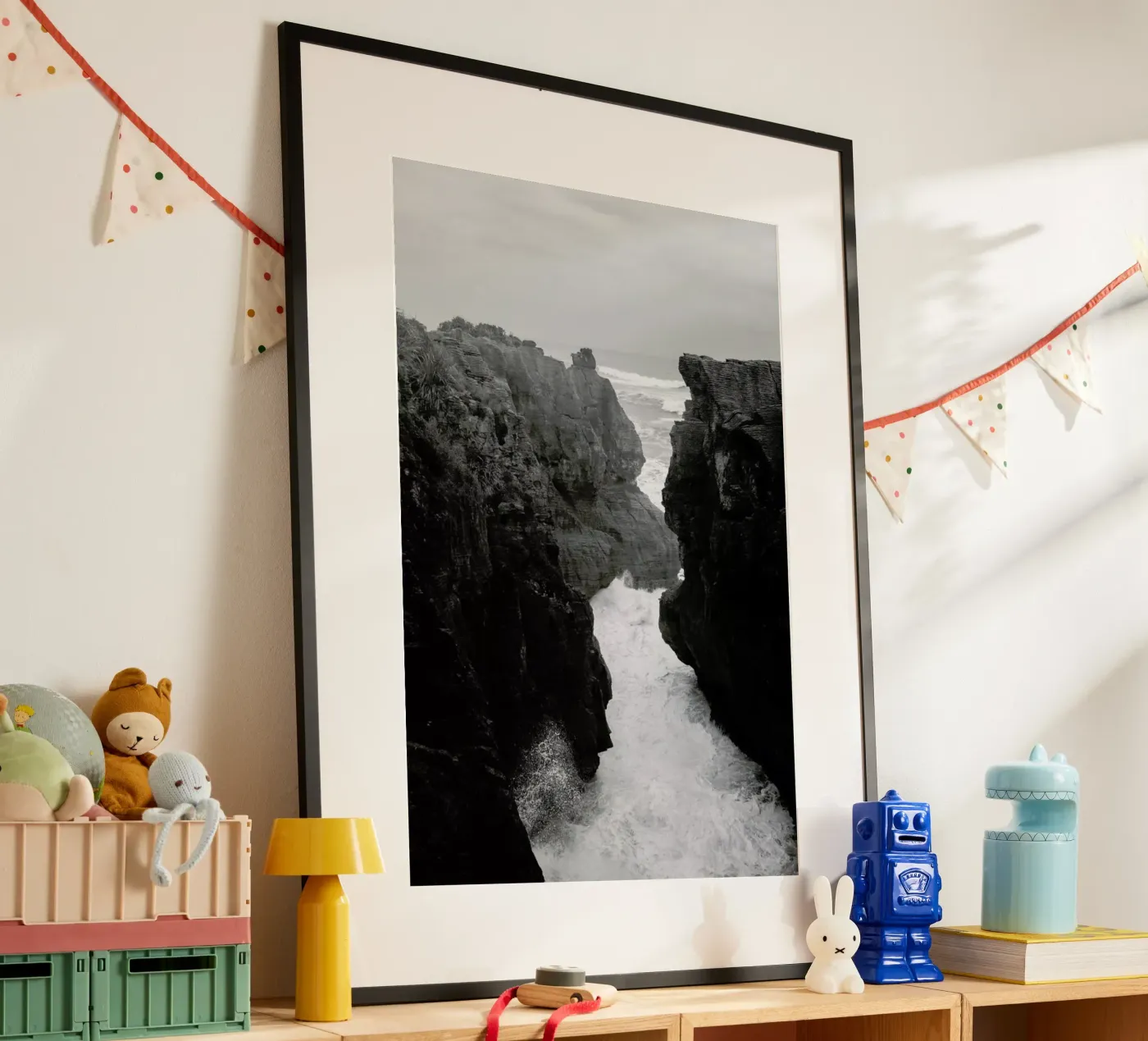 Pancake Rocks – Zwart-wit natuurwonder poster van Jan Luzar