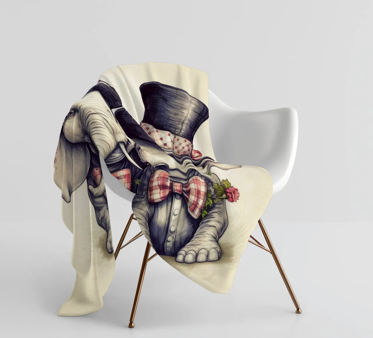 Retro Elephant Duo fleece blanket by Funny Animals