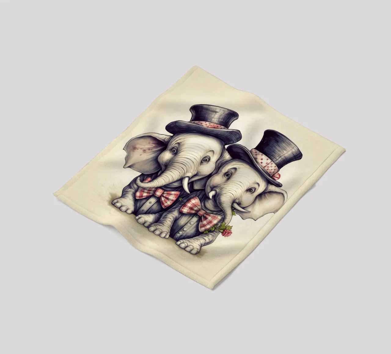 Retro Elephant Duo fleece blanket by Funny Animals