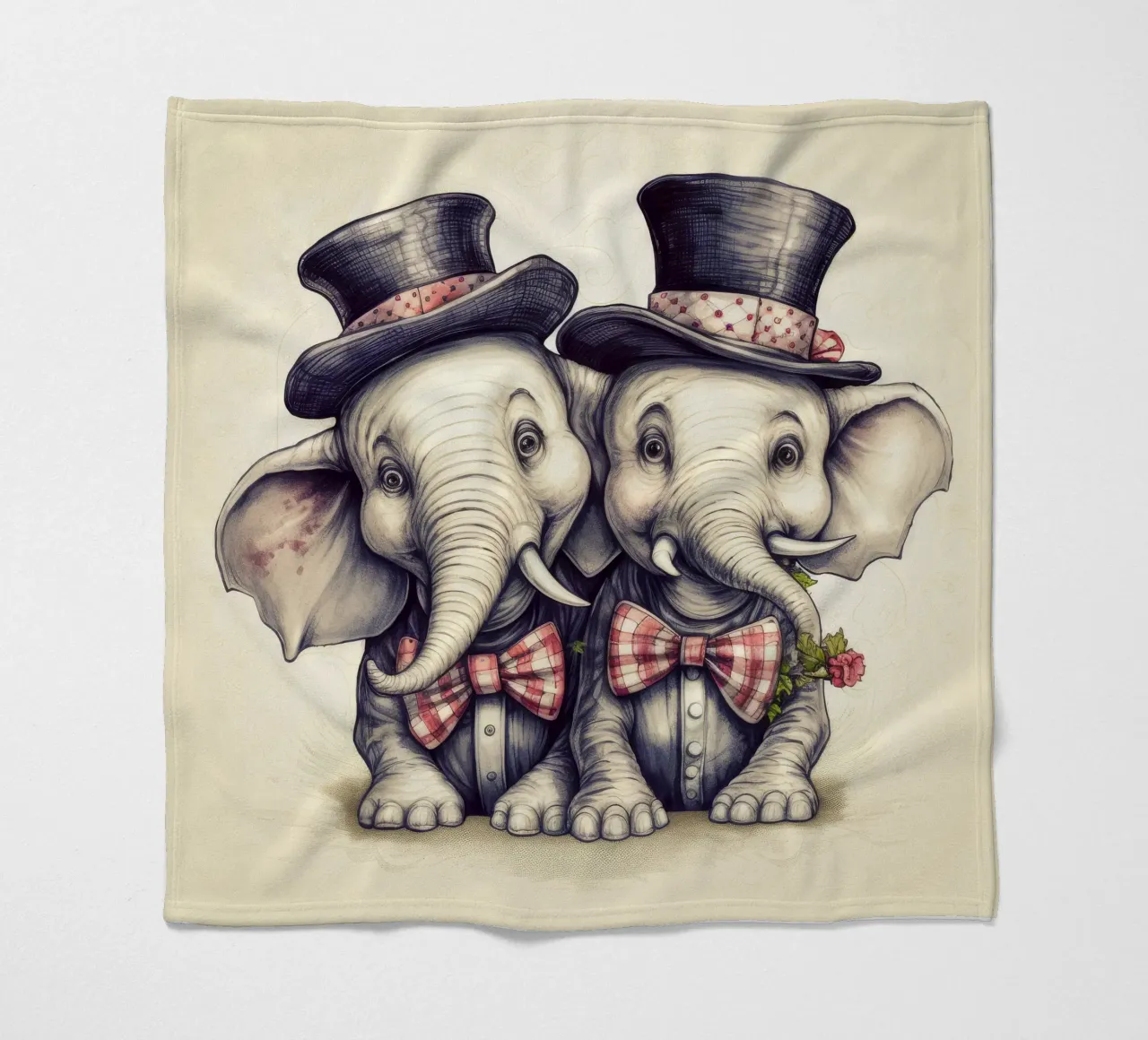 Retro Elephant Duo fleece blanket by Funny Animals
