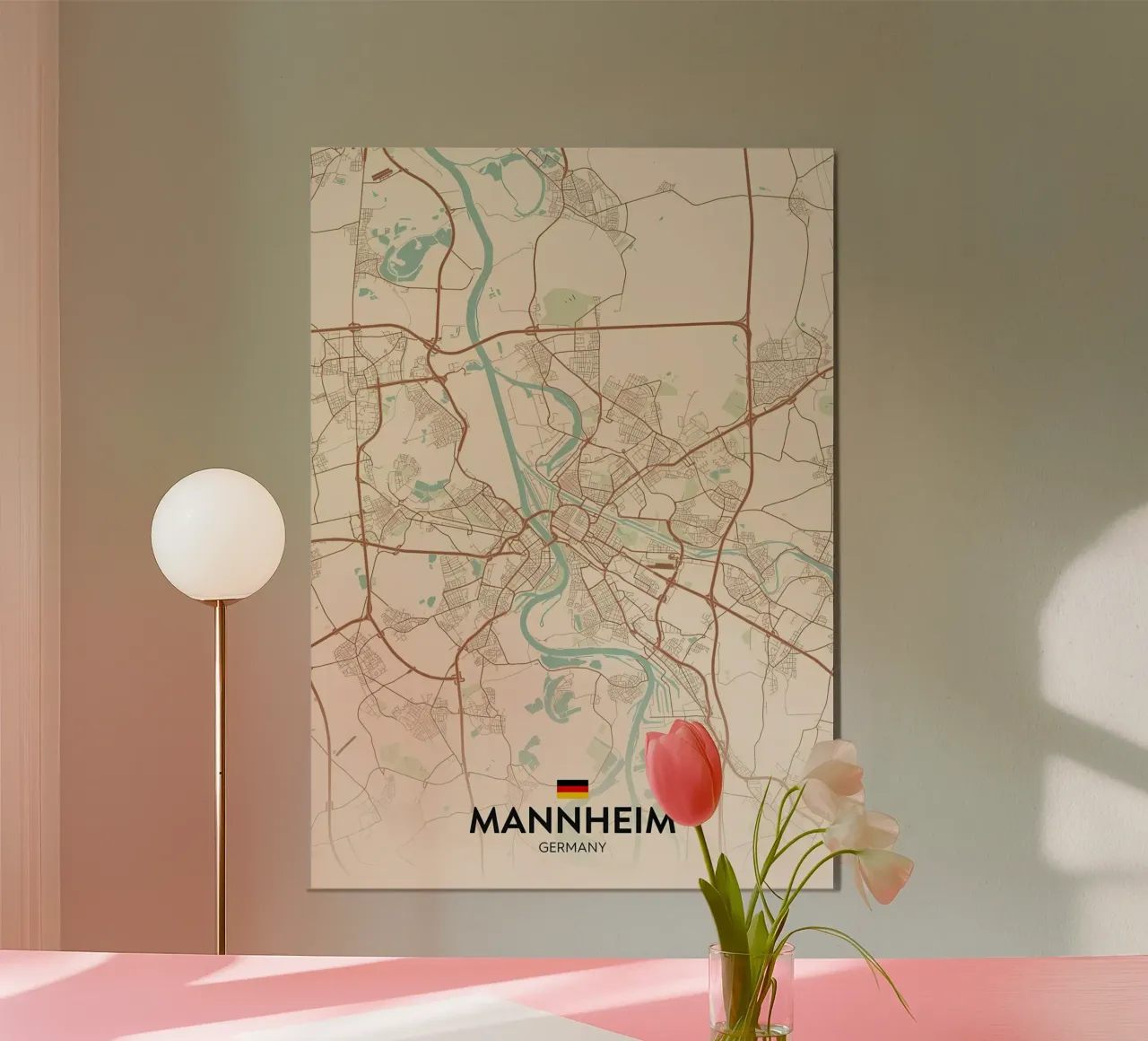 Mannheim DE poster con telaio in legno da Christopher Adams