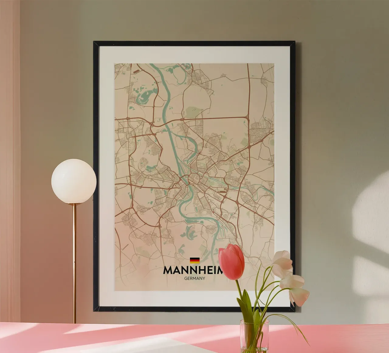 Mannheim DE poster con telaio in legno da Christopher Adams