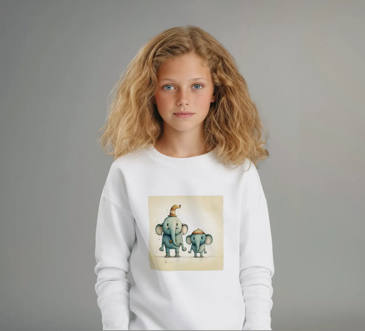 Retro Elephant Duo kids sweatshirt by Funny Animals
