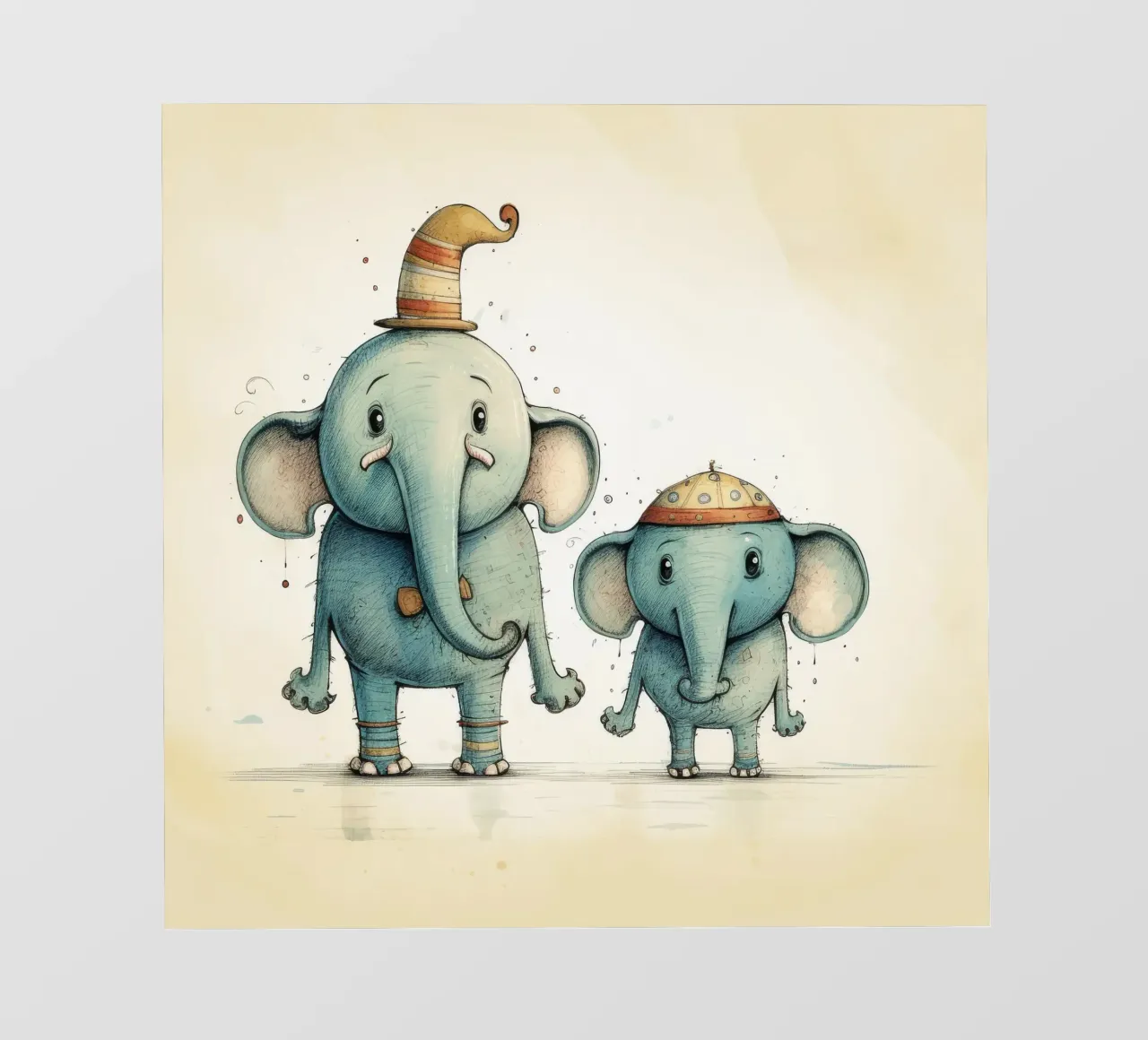 Retro Elephant Duo pvc cover by Funny Animals