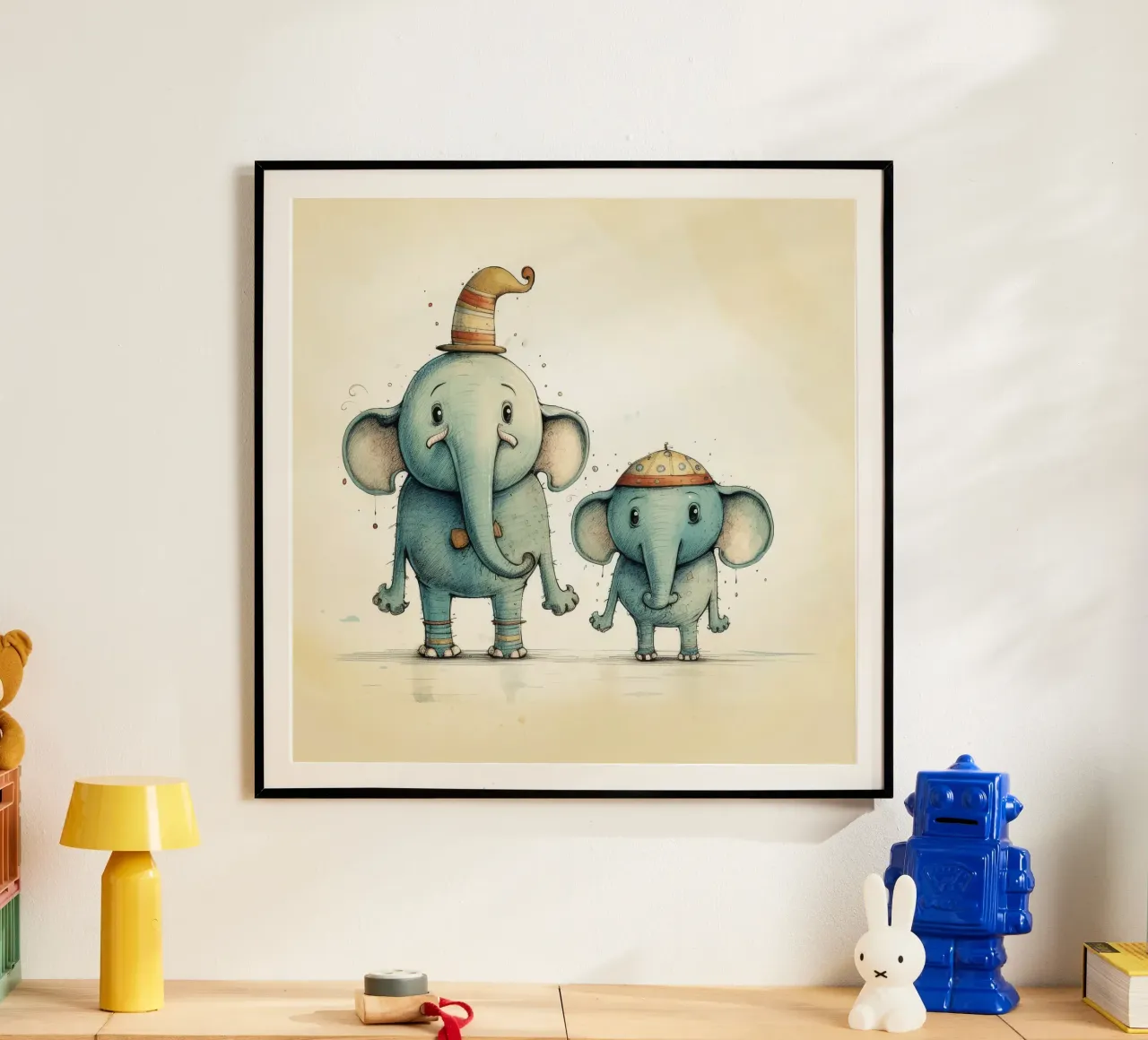 Retro-Elefant Duo Poster von Funny Animals