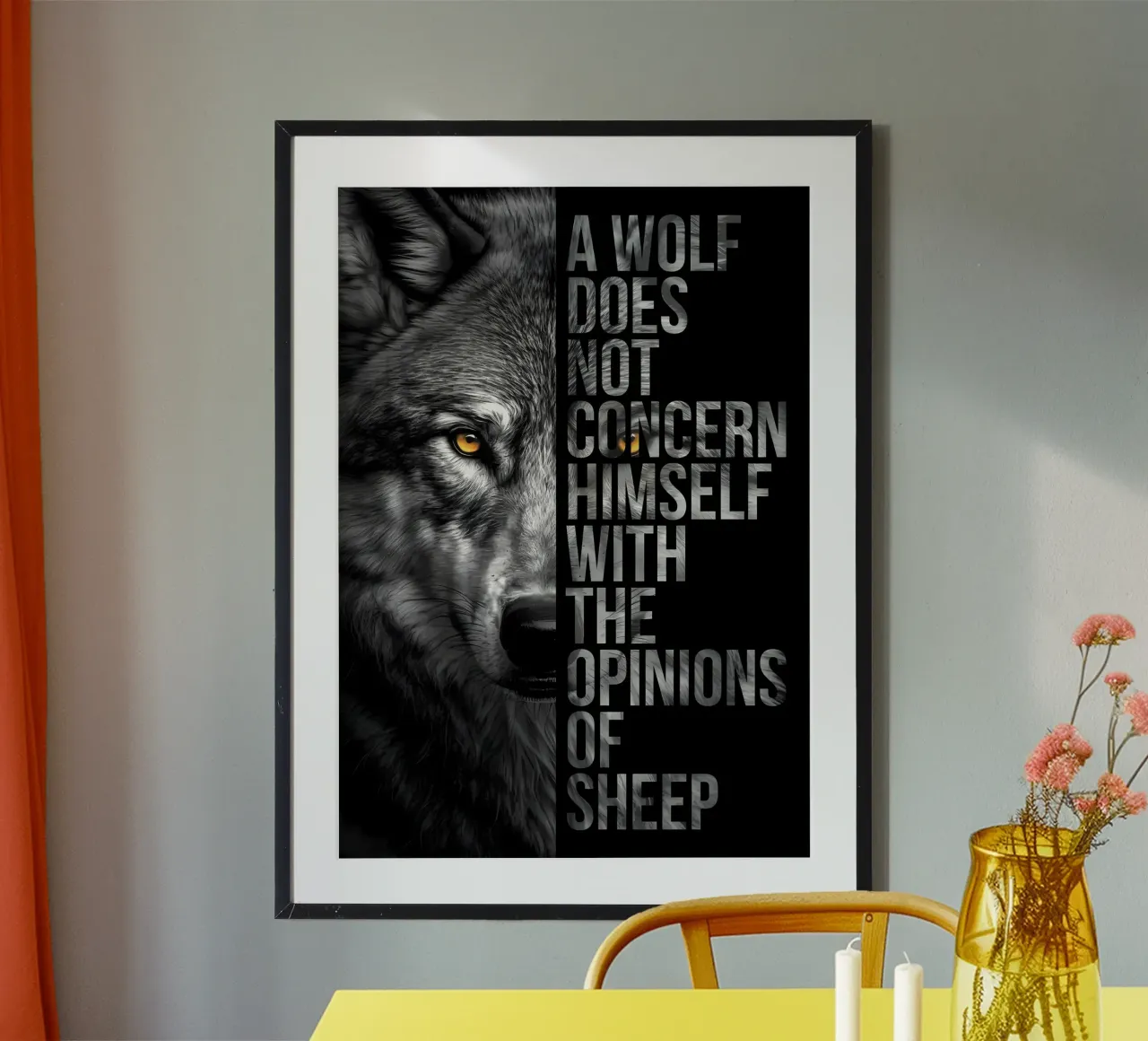 Animale lupo poster con telaio in alluminio da Pierre Walton