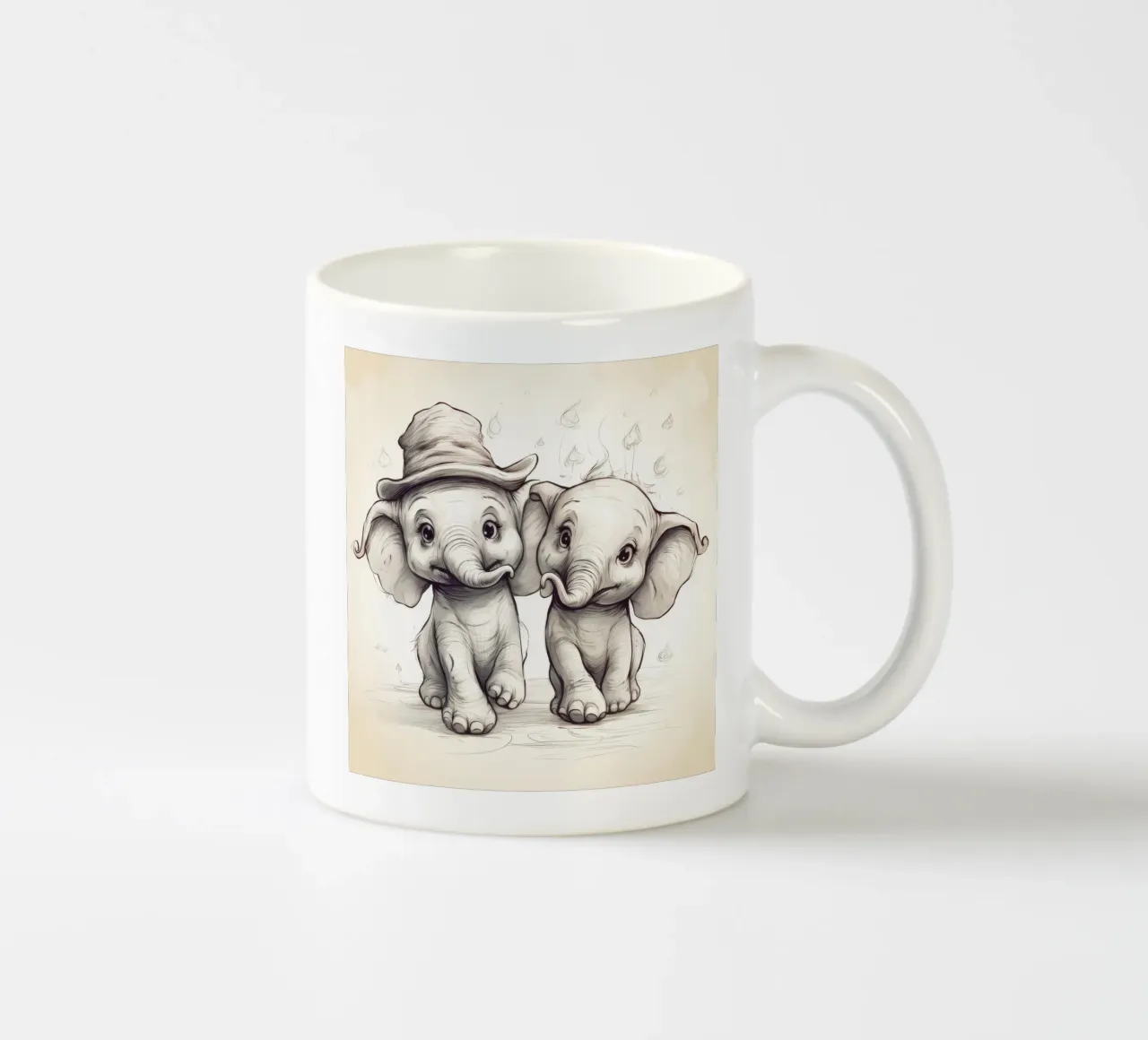 Retro Elephant Duo ceramic mug by Funny Animals
