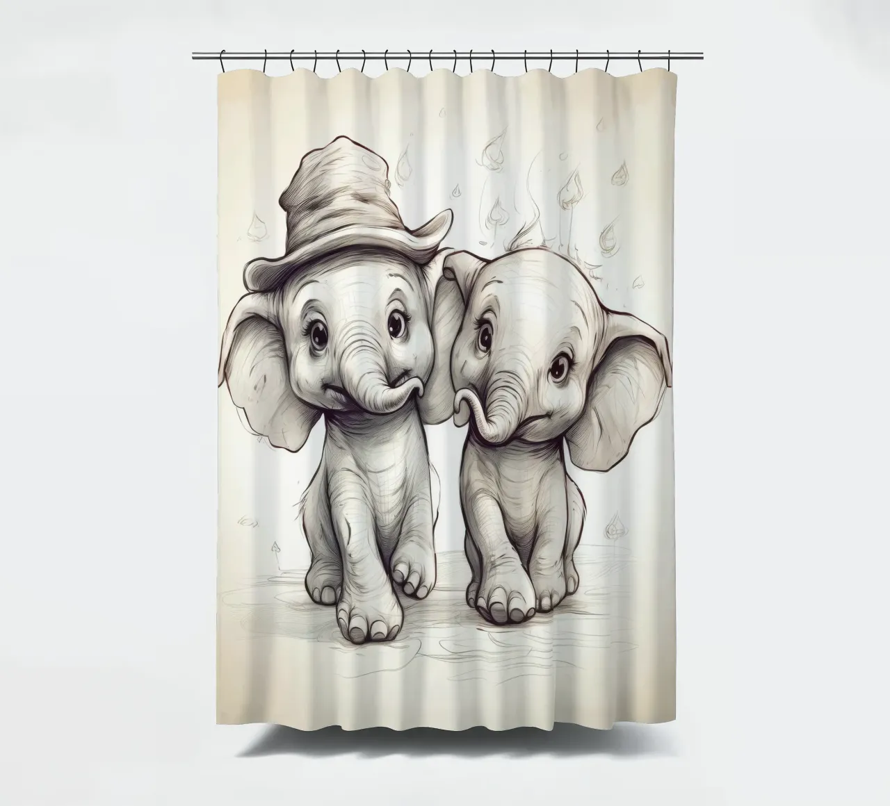 Retro Elephant Duo shower curtain by Funny Animals