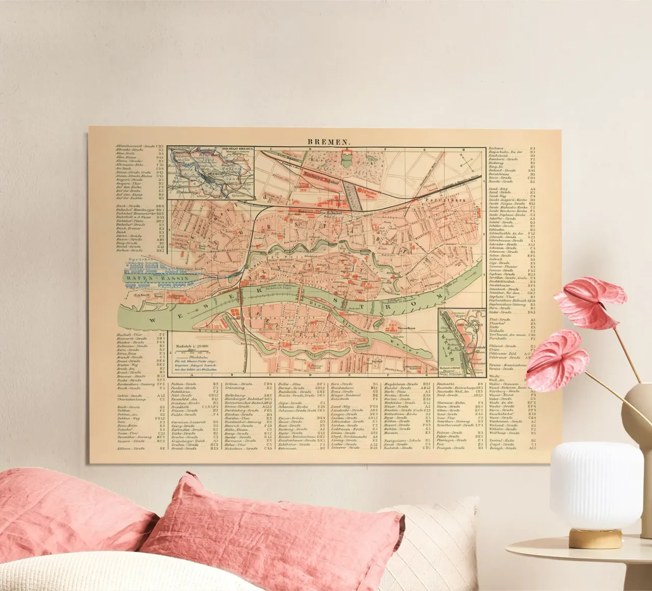 Mappa d'epoca Brema 1900 poster da Christopher Adams