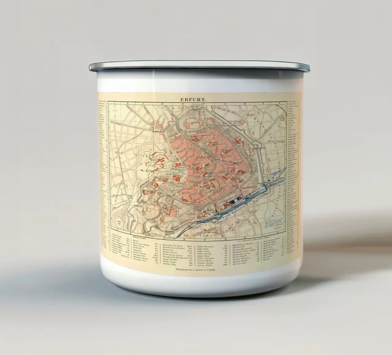 Mappa d'epoca di Erfurt del XIX secolo tazza in smalto da Christopher Adams