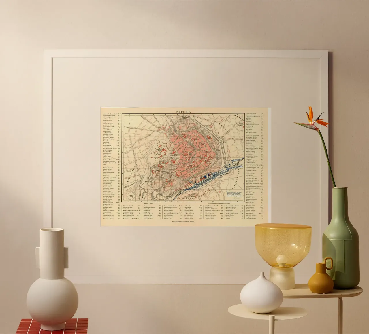 Mappa d'epoca di Erfurt del XIX secolo poster da Christopher Adams