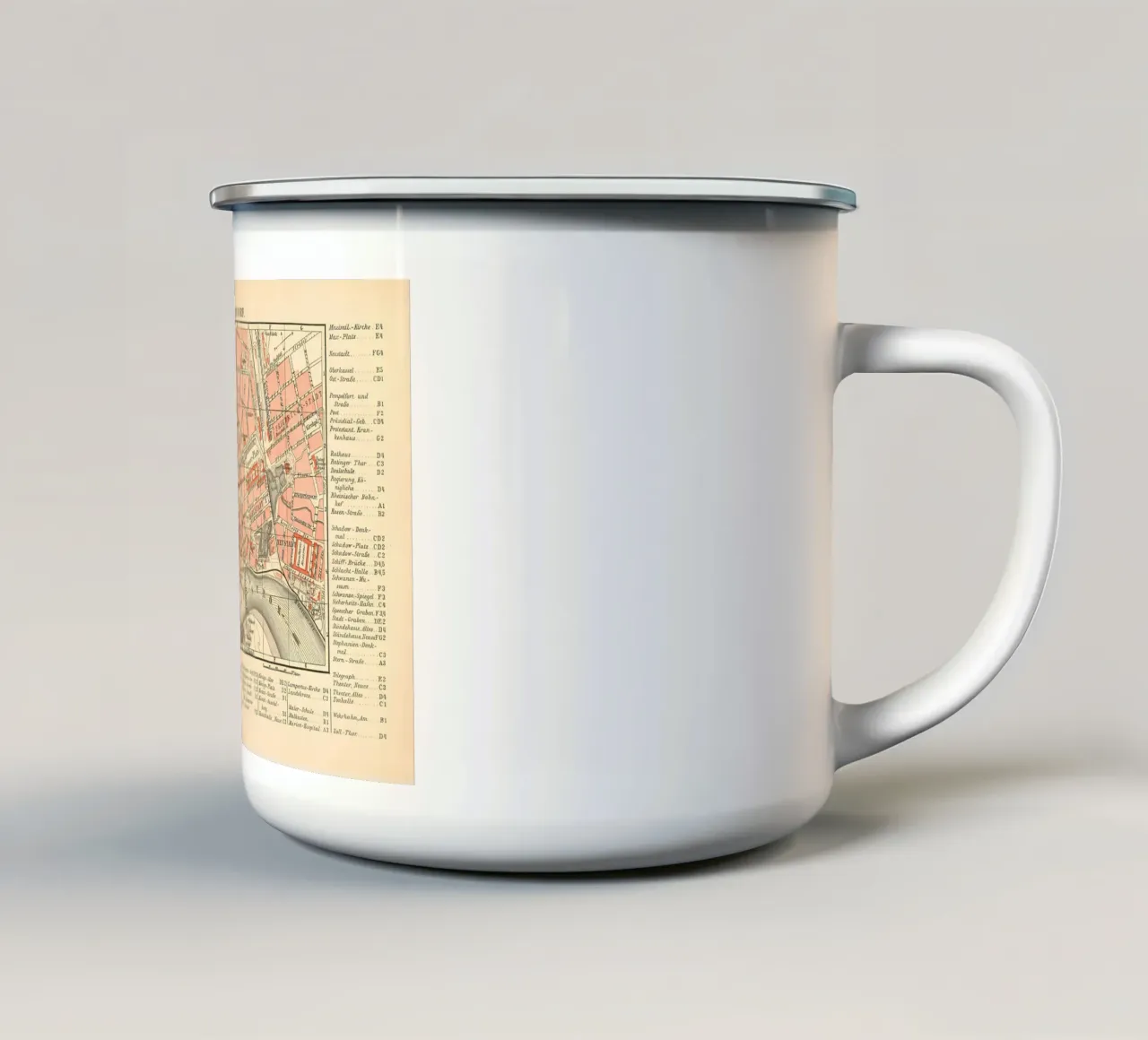 Mappa d'epoca di Duesseldorf tazza in smalto da Christopher Adams