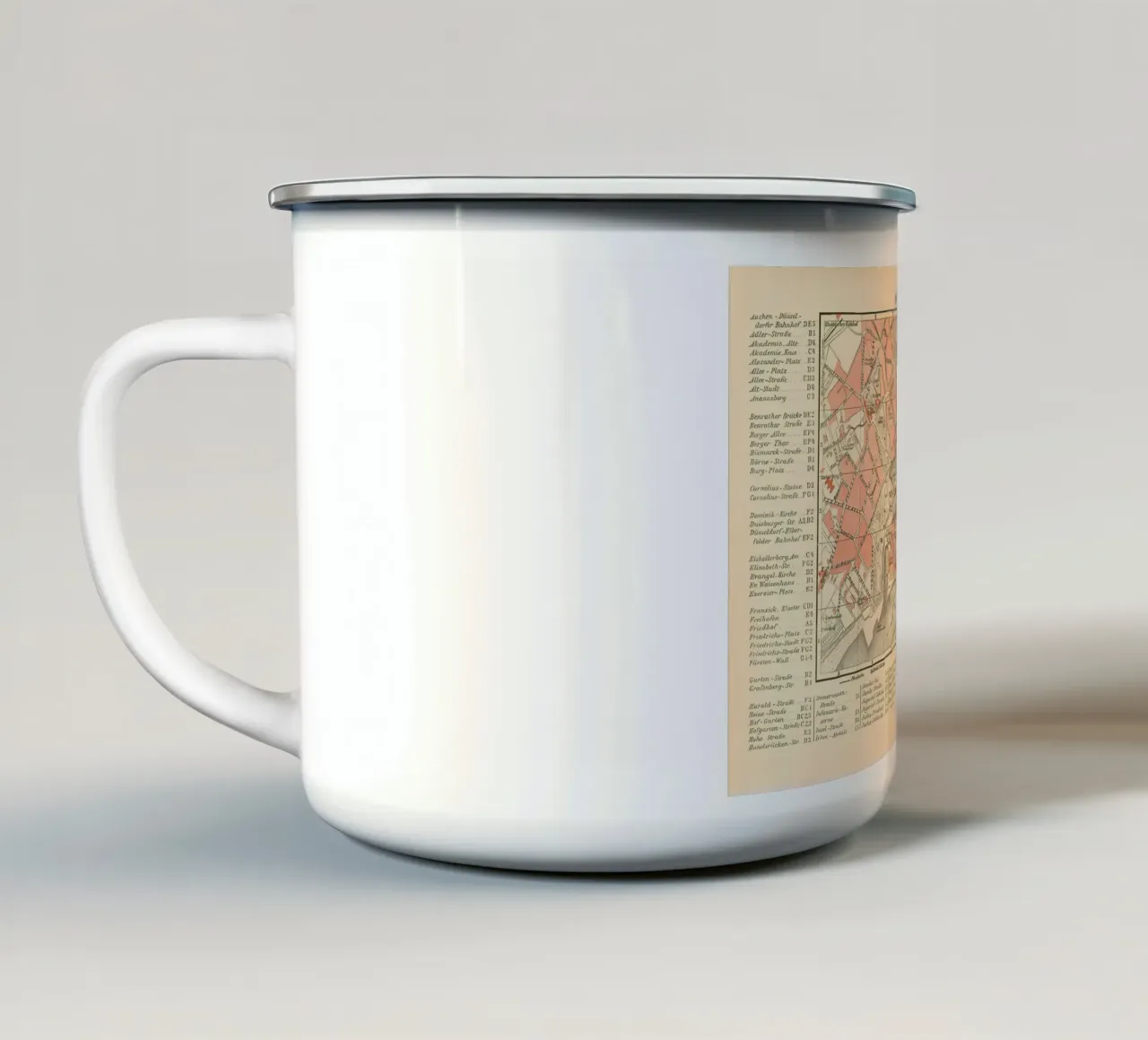 Mappa d'epoca di Duesseldorf tazza in smalto da Christopher Adams