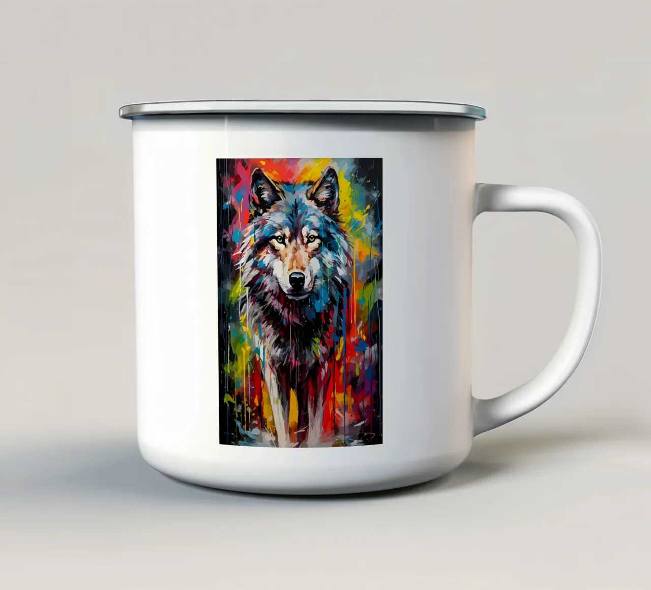 Animale lupo tazza in smalto da Pierre Walton