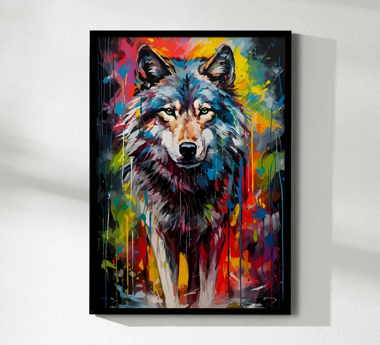 Animale lupo poster con telaio in legno da Pierre Walton