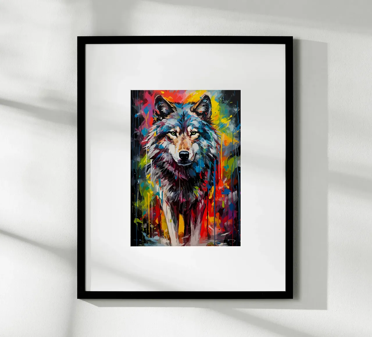 Animale lupo poster con telaio in legno da Pierre Walton