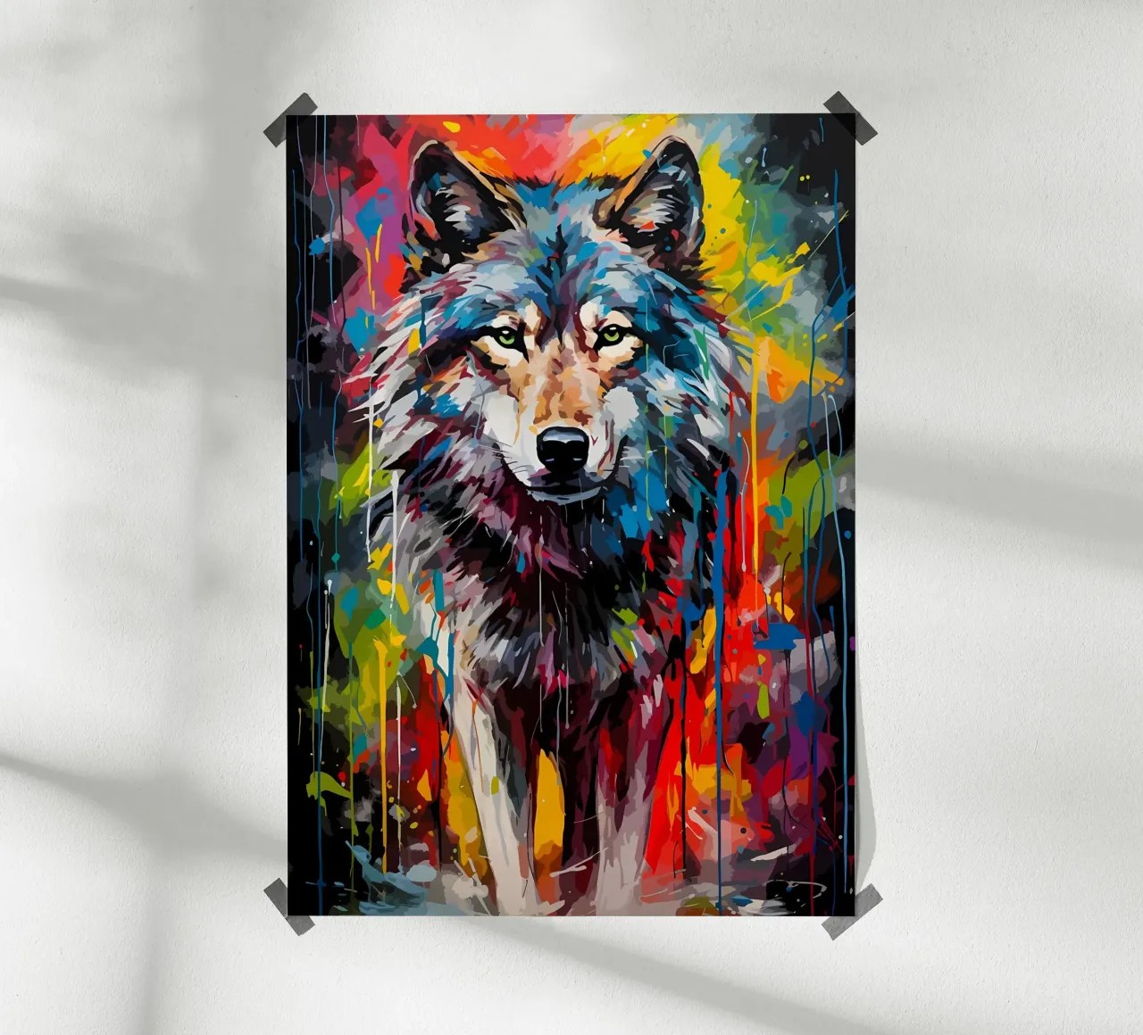 Animale lupo poster con telaio in legno da Pierre Walton