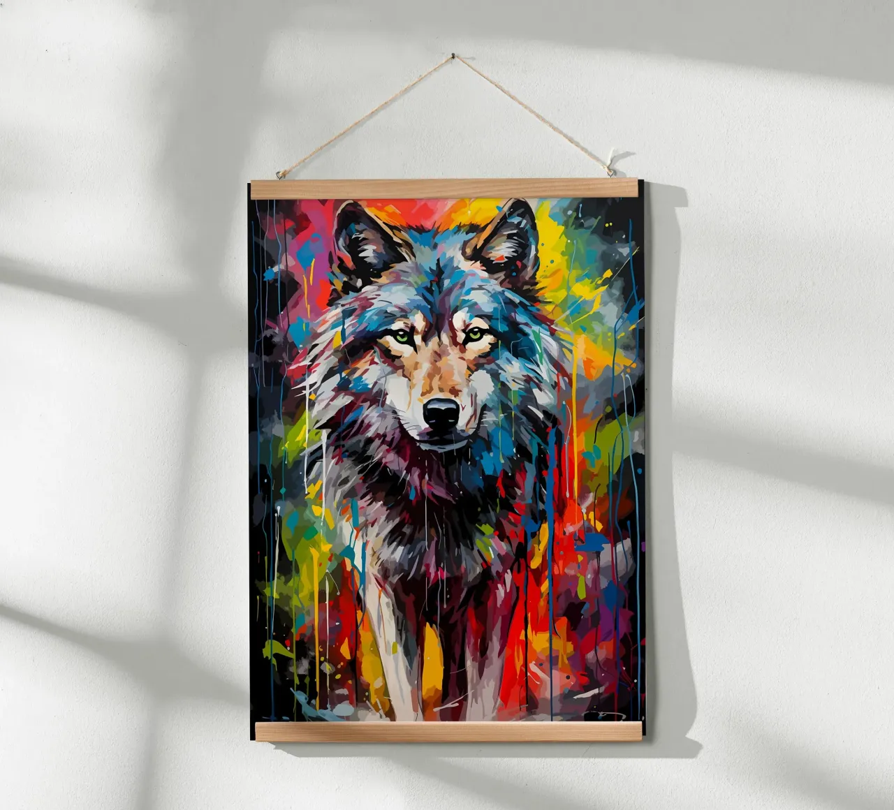 Animale lupo poster con telaio in legno da Pierre Walton