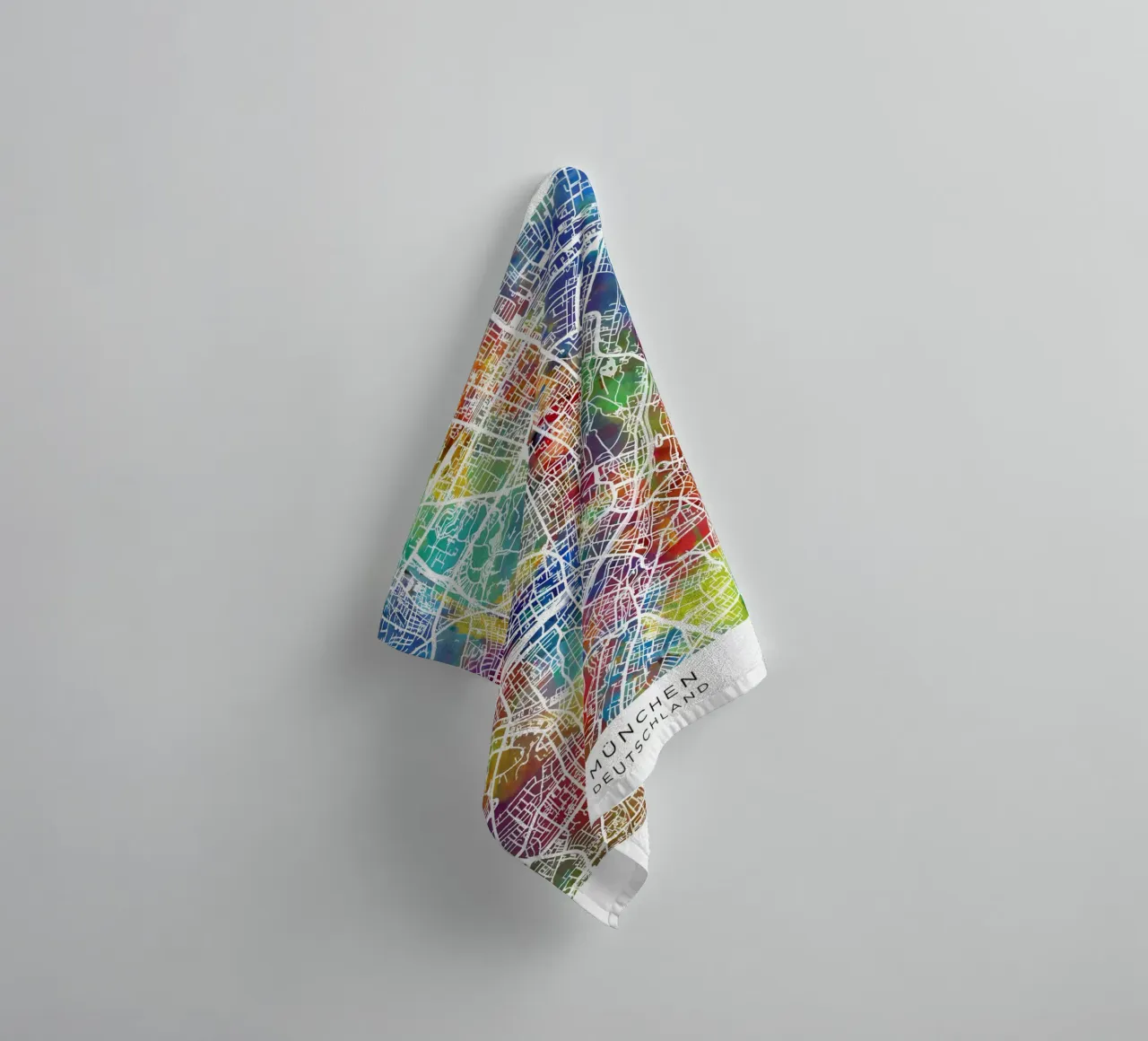 Munich Germany Map towel by Christopher Adams
