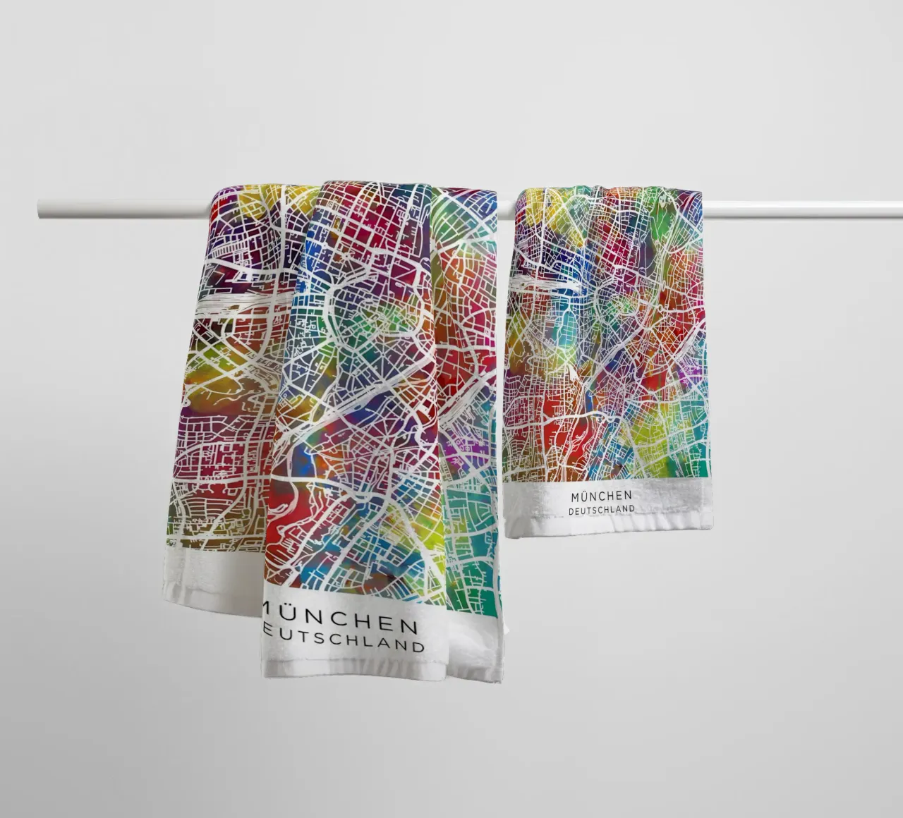 Munich Germany Map towel by Christopher Adams