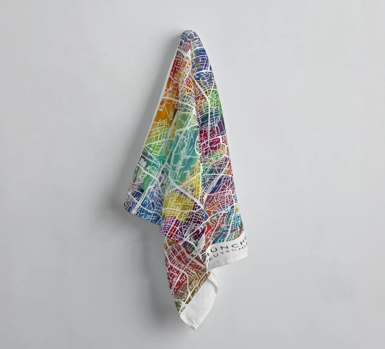 Munich Germany Map towel by Christopher Adams