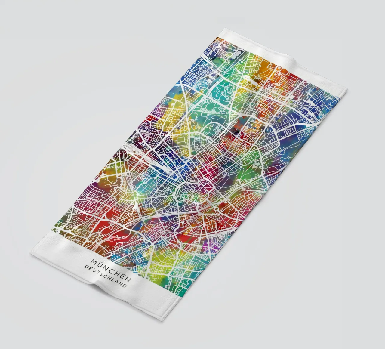 Munich Germany Map beach towel by Christopher Adams