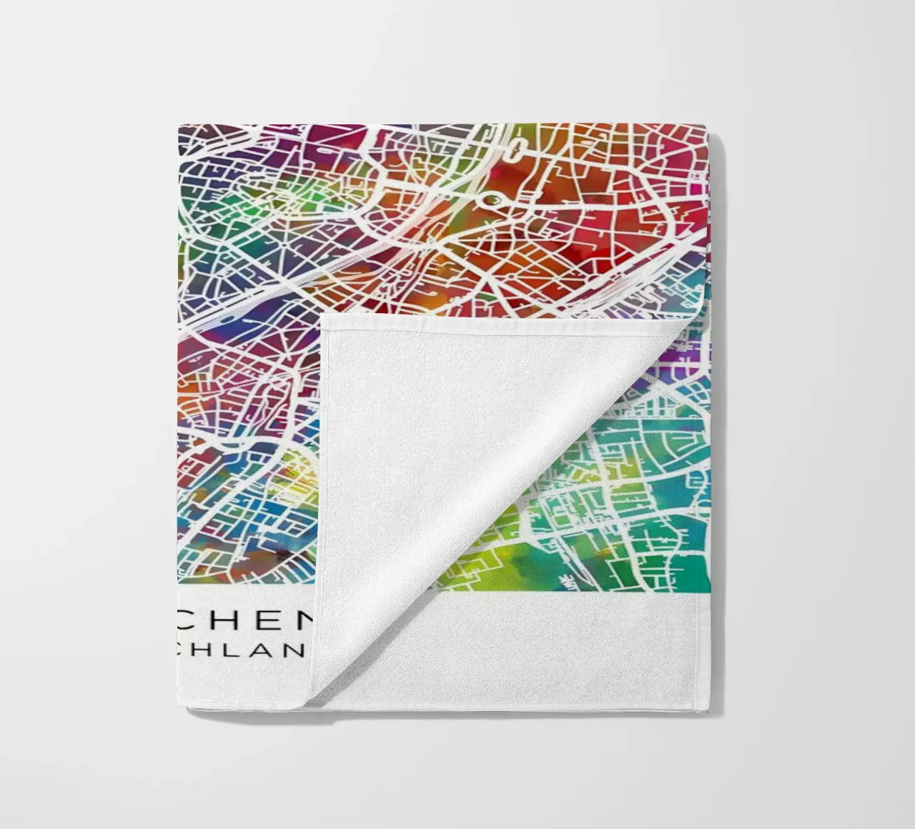 Munich Germany Map beach towel by Christopher Adams