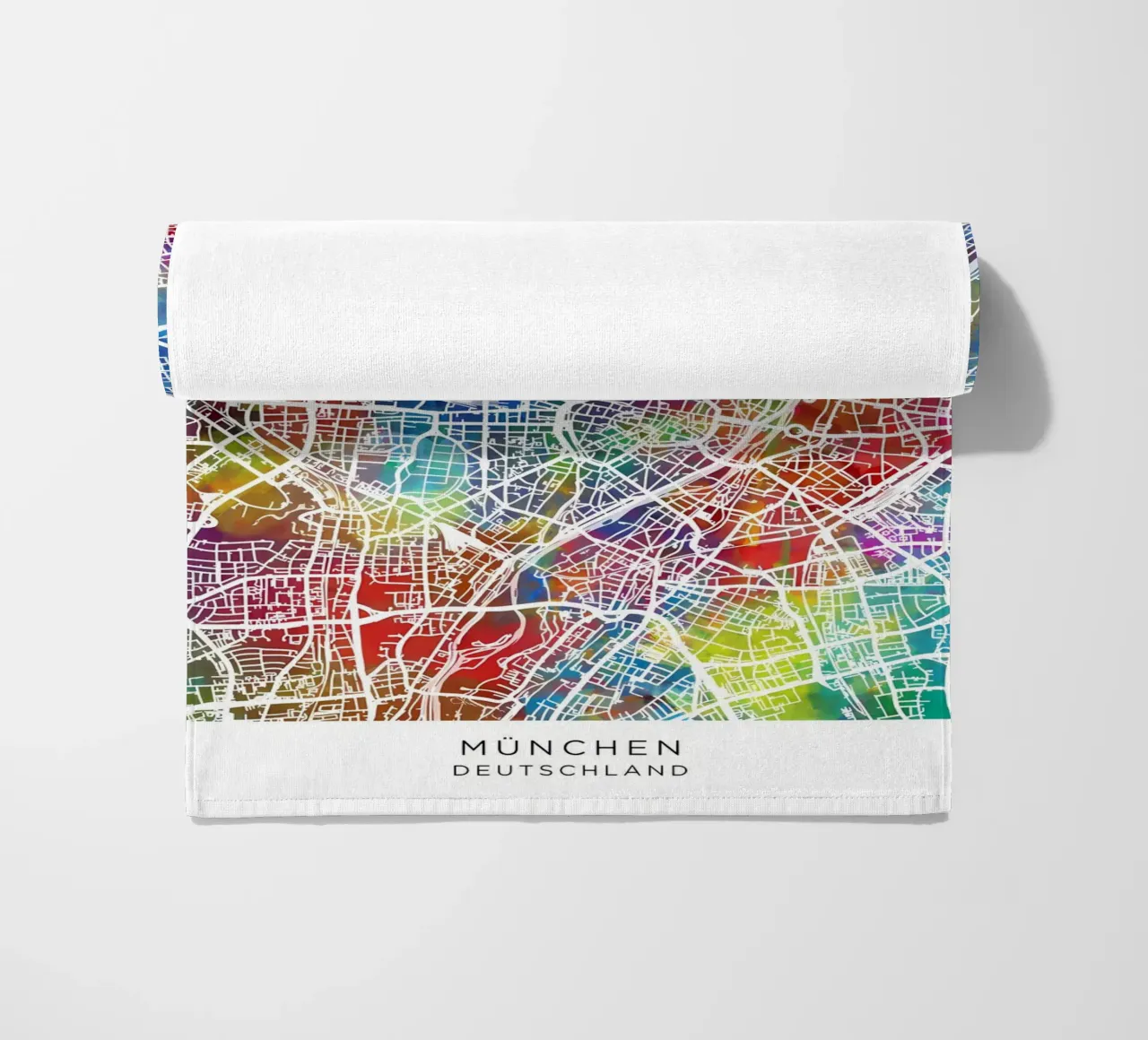 Munich Germany Map beach towel by Christopher Adams