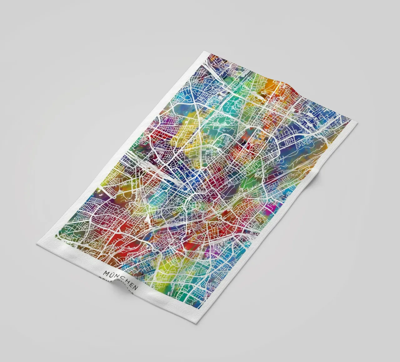 Munich Germany Map beach towel by Christopher Adams