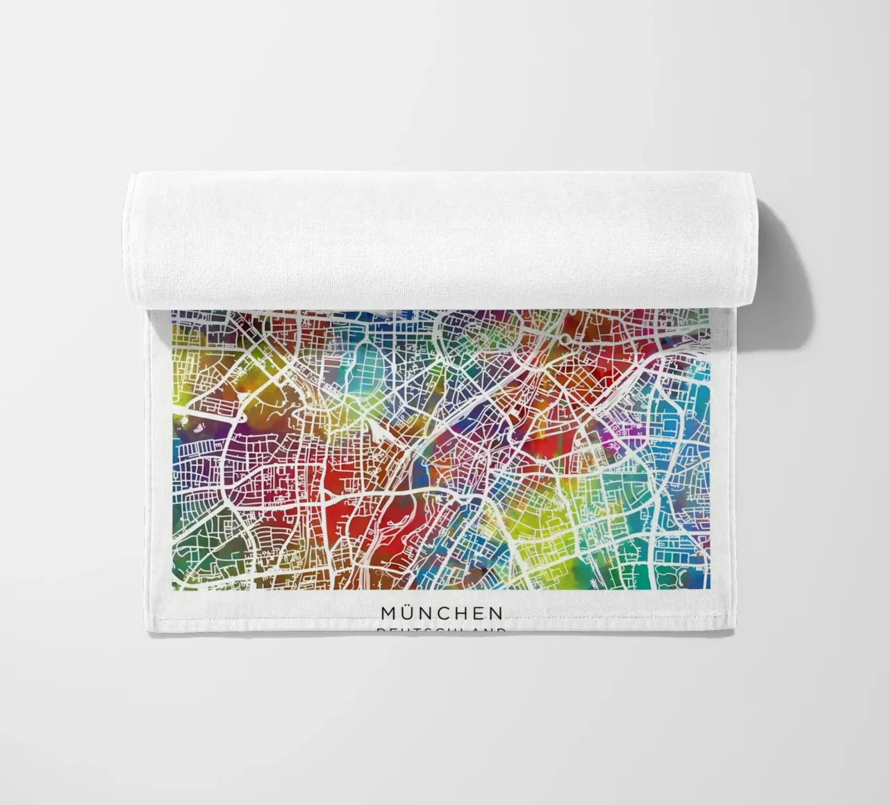 Munich Germany Map beach towel by Christopher Adams