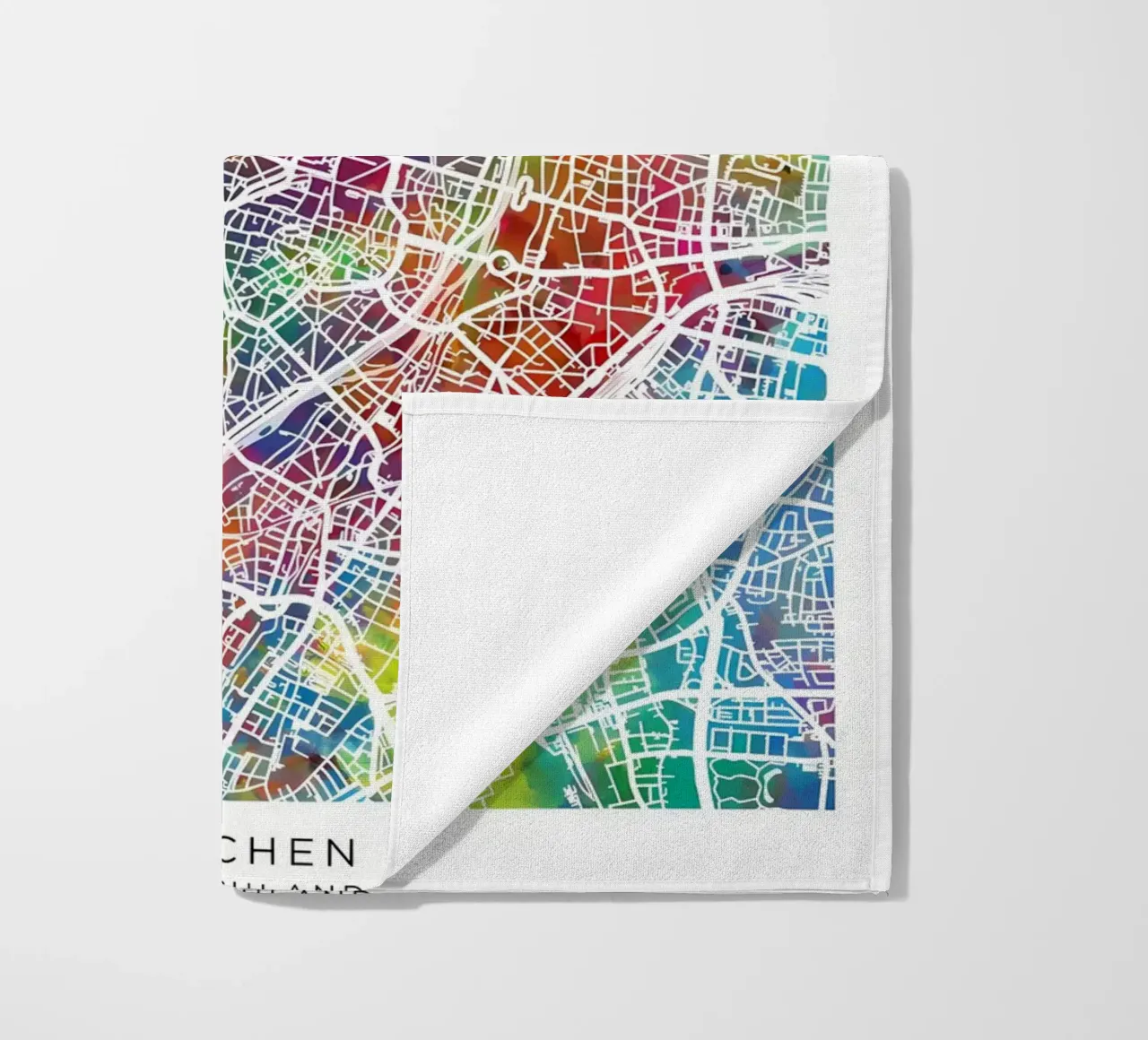 Munich Germany Map beach towel by Christopher Adams