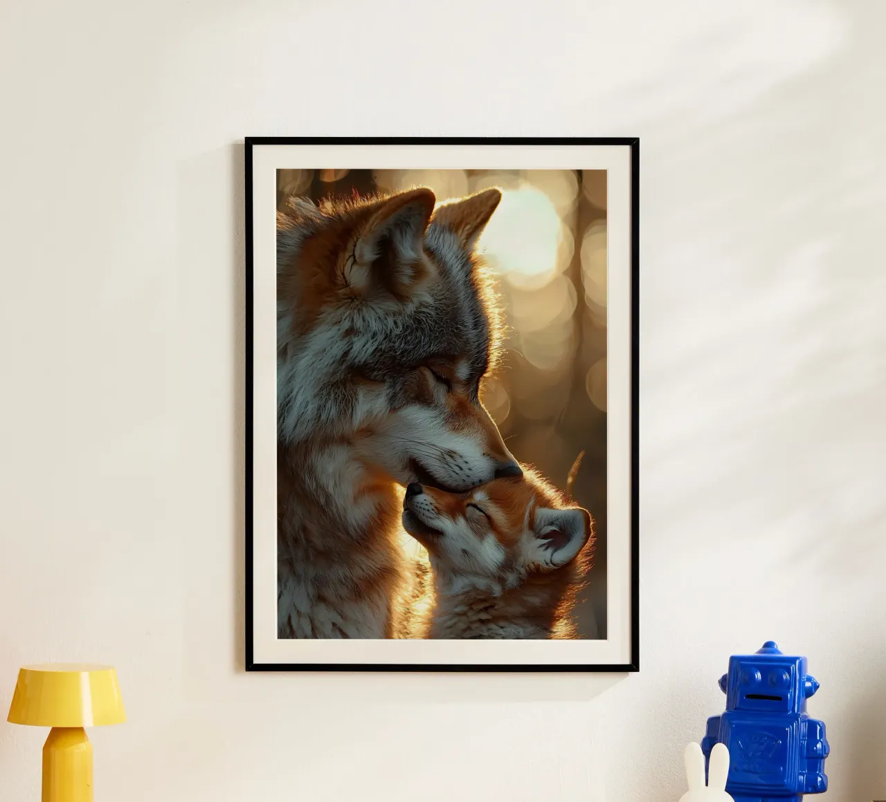 Animale lupo poster con telaio in legno da Pierre Walton