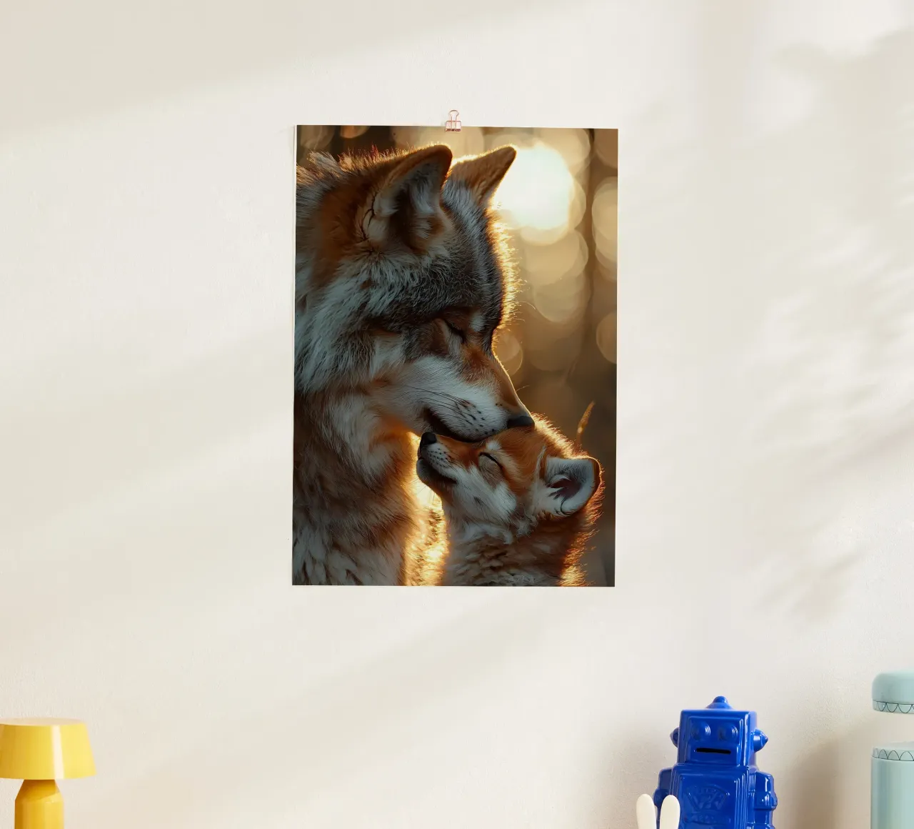 Animale lupo poster con telaio in legno da Pierre Walton