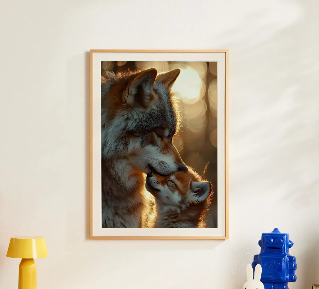 Animale lupo poster con telaio in legno da Pierre Walton