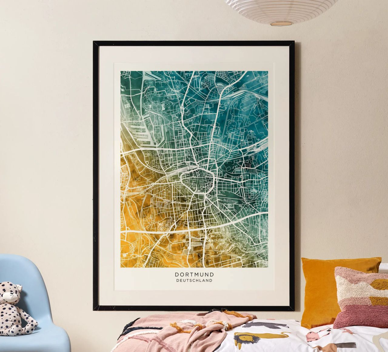 Dortmund Allemagne (carte) poster de Christopher Adams