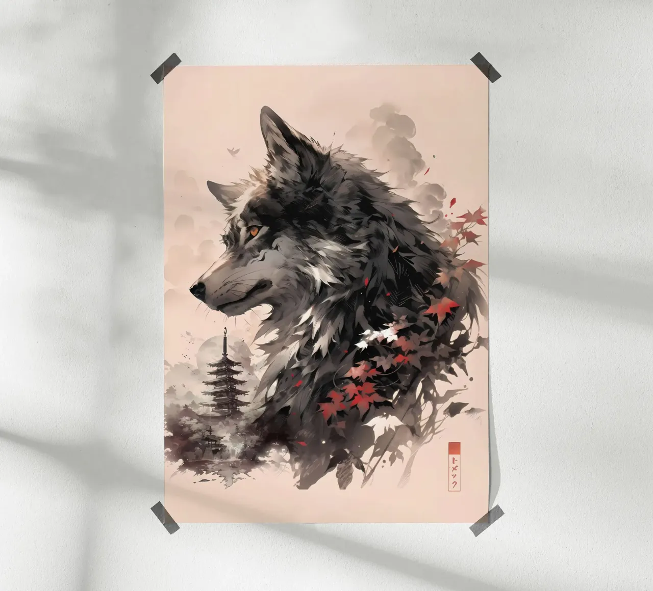 Animale lupo poster con telaio in alluminio da Pierre Walton