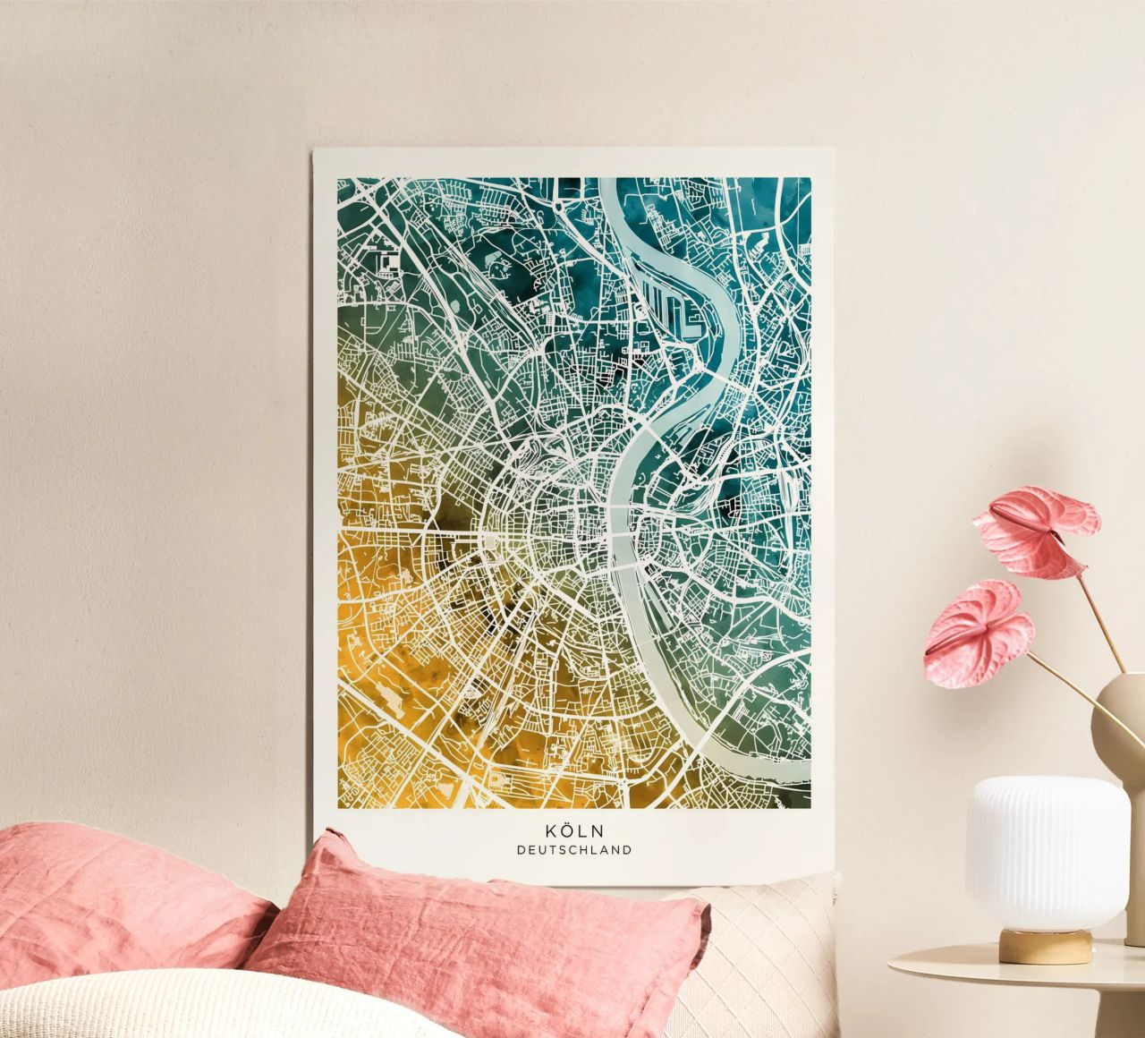 Cologne Allemagne (carte) poster de Christopher Adams