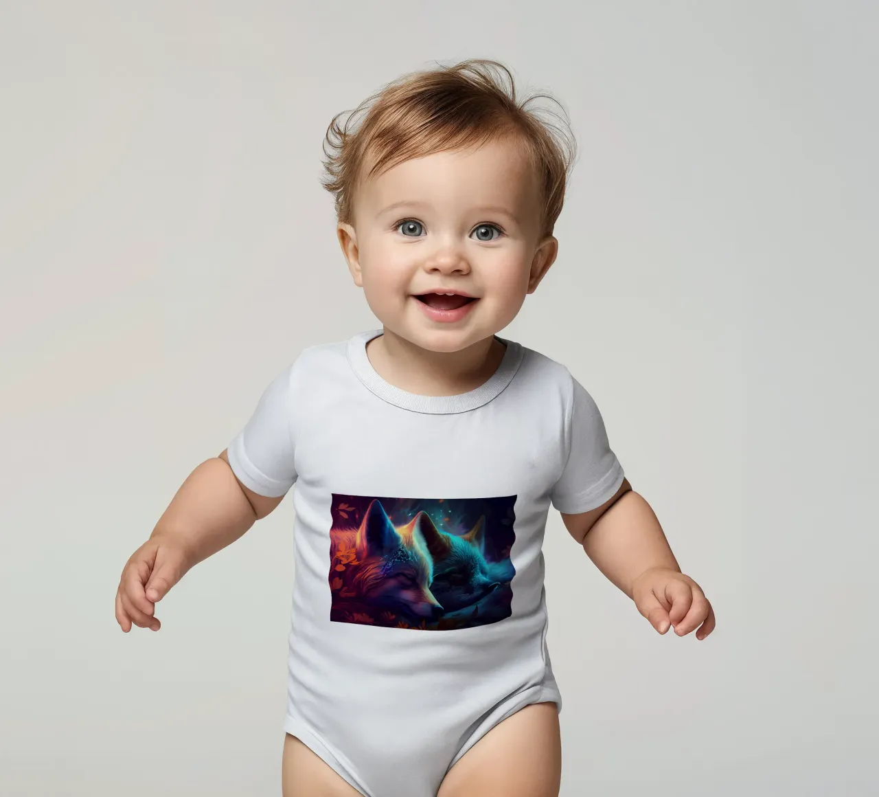Animale lupo body neonato maniche corte da Pierre Walton