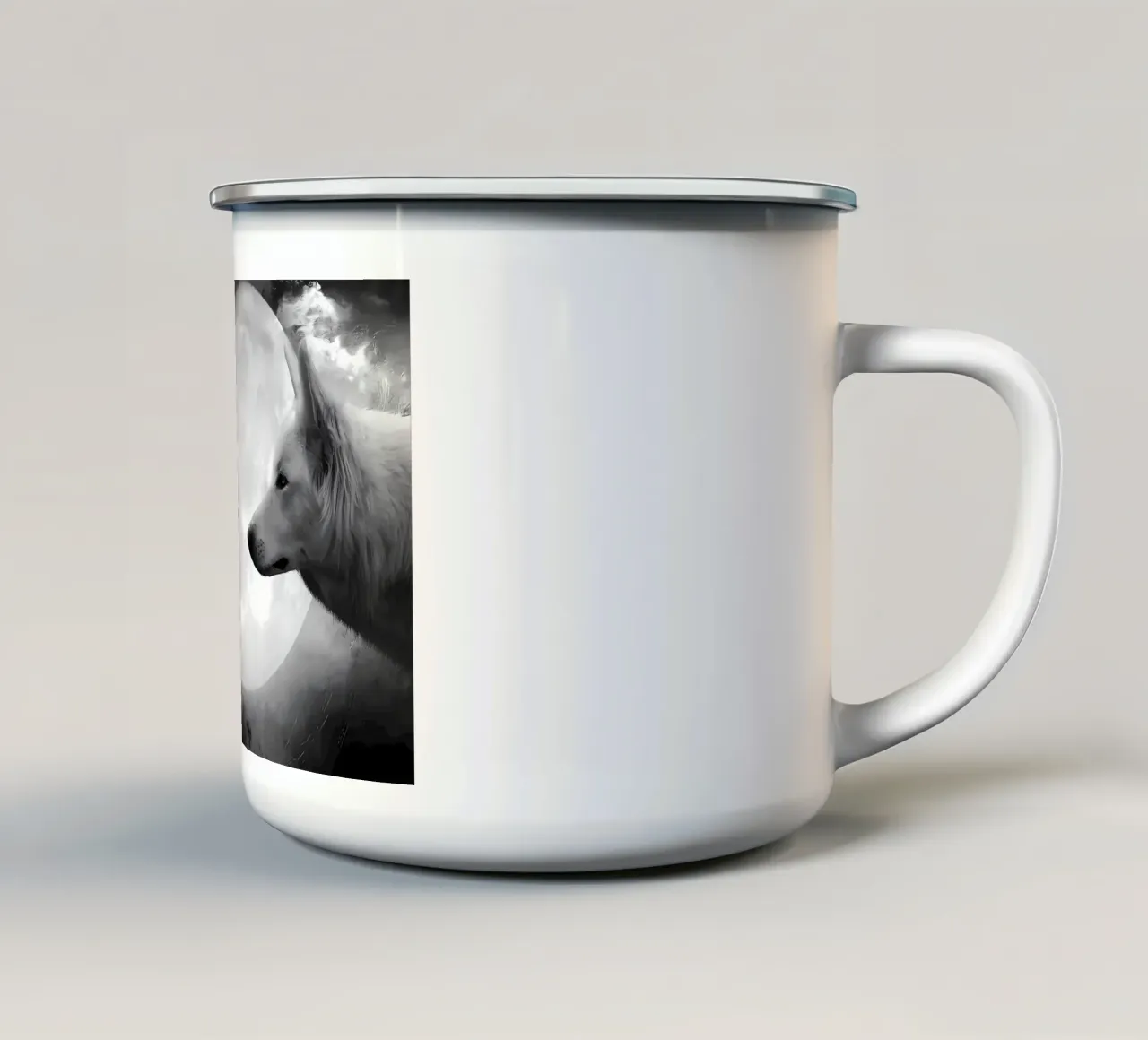 Animale lupo tazza in smalto da Pierre Walton