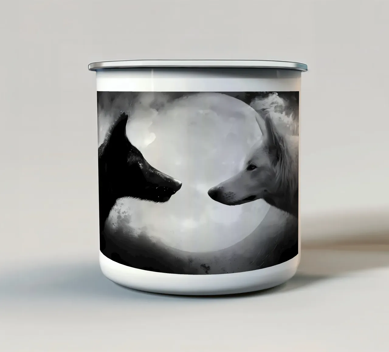 Animale lupo tazza in smalto da Pierre Walton