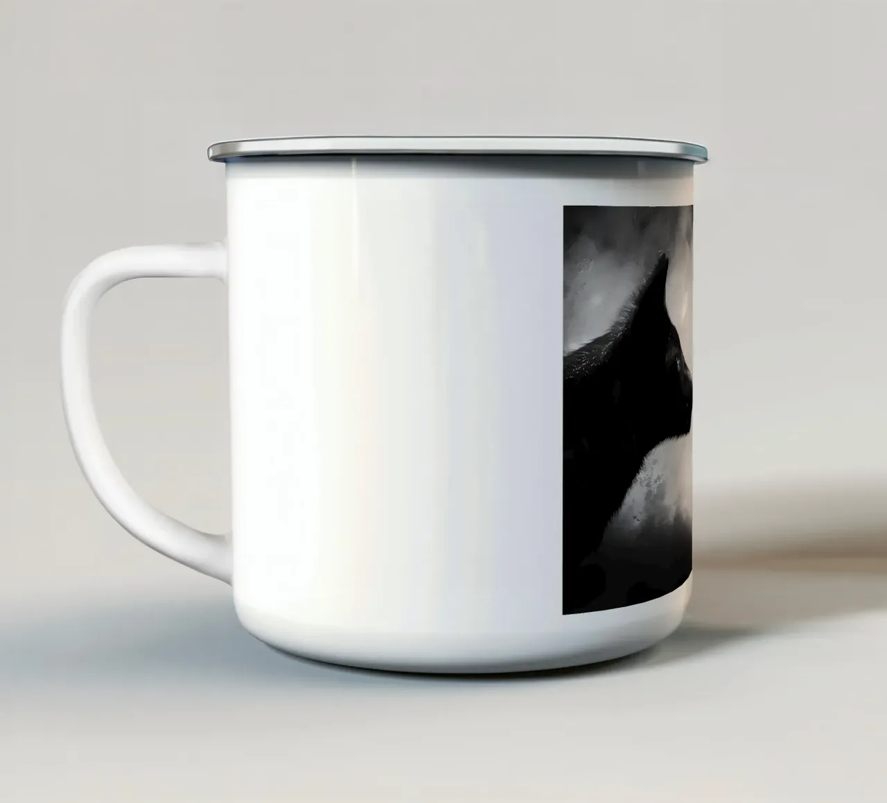 Animale lupo tazza in smalto da Pierre Walton