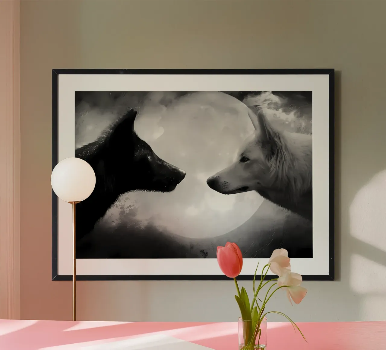Animale lupo poster con telaio in legno da Pierre Walton