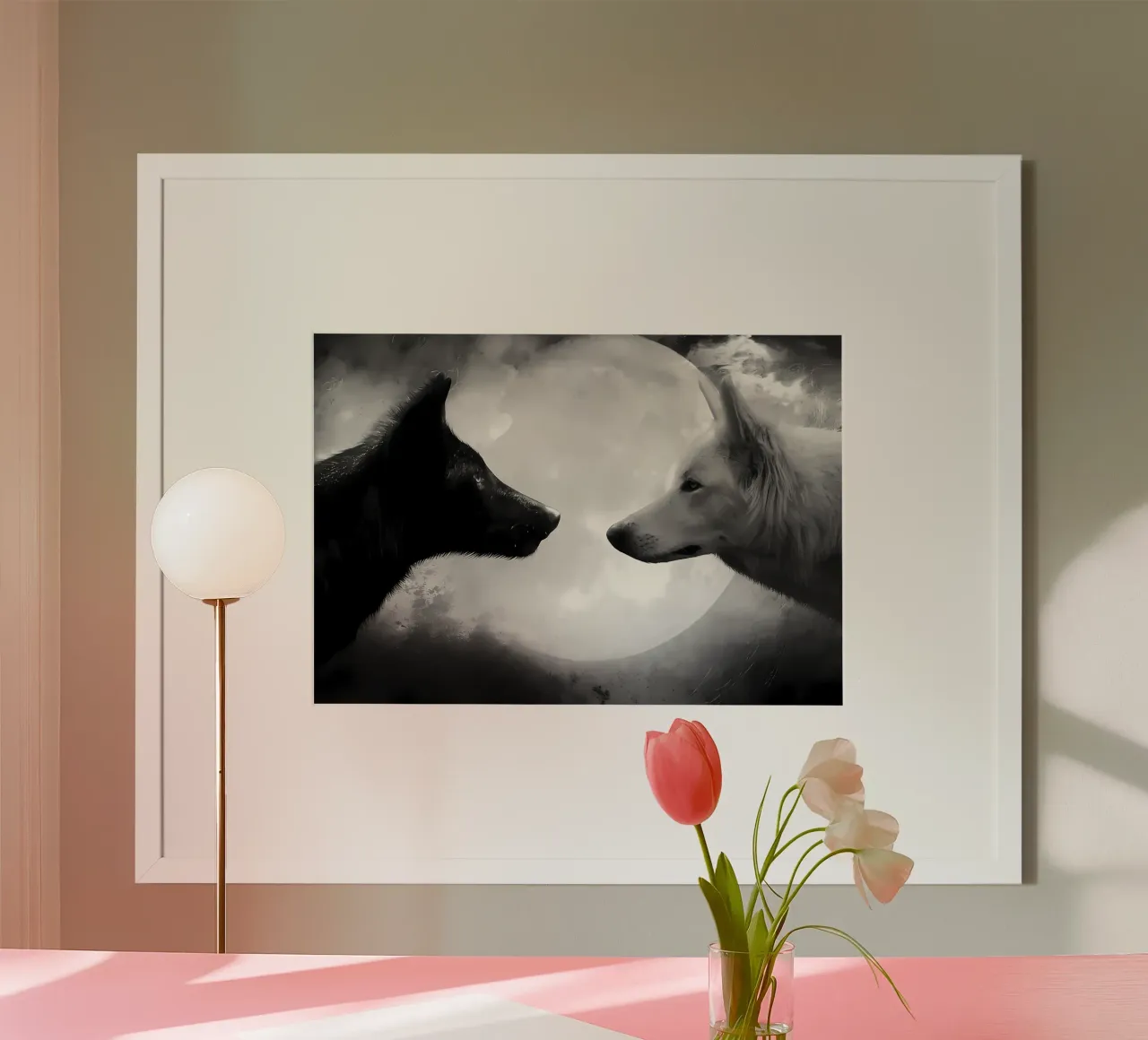 Animale lupo poster con telaio in legno da Pierre Walton