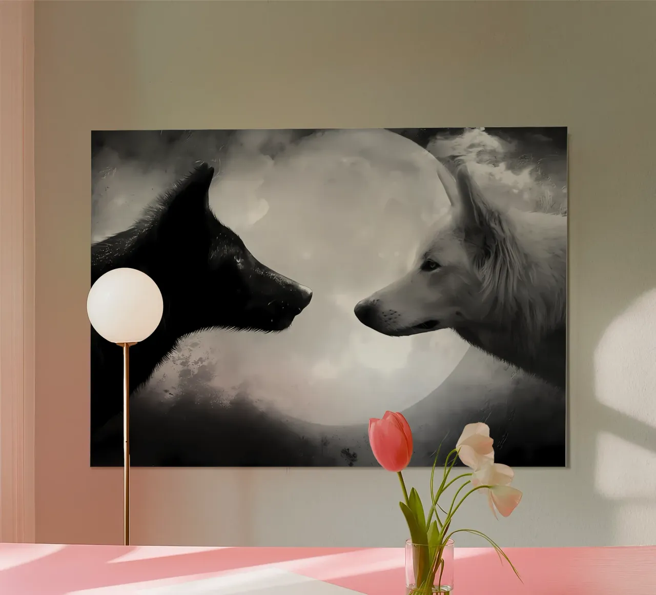 Animale lupo poster con telaio in legno da Pierre Walton