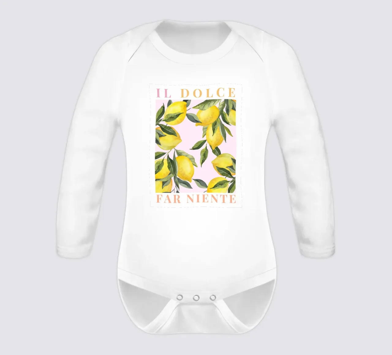 Amalfi Coast Lemon Poster, Lemon Fruit Print, Italy Art long-sleeve baby romper by TheCocktailClub