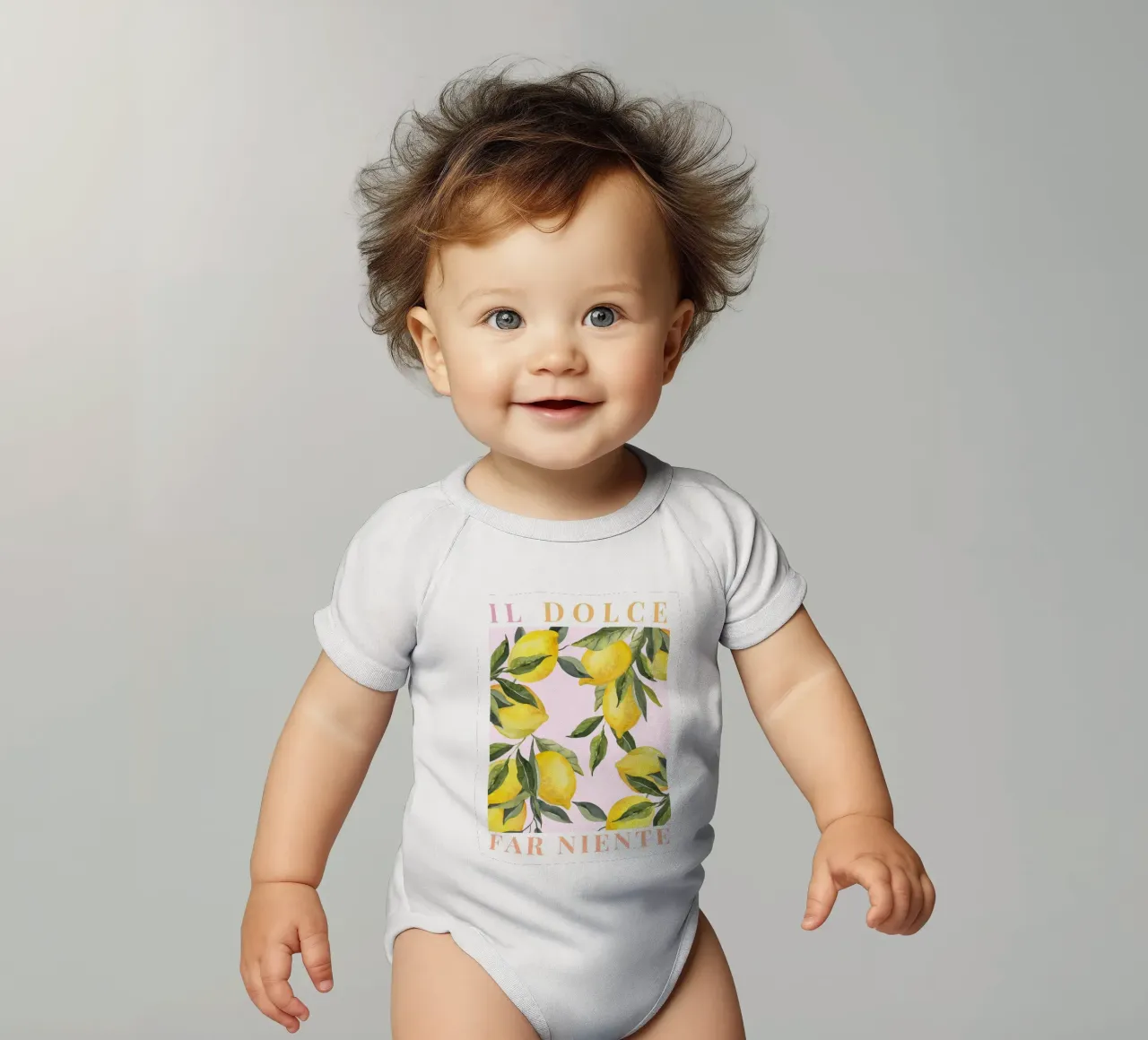 Amalfiküste Zitrone Poster, Zitrone Frucht Druck, Italien Kunst Kurzarm Babybody von TheCocktailClub