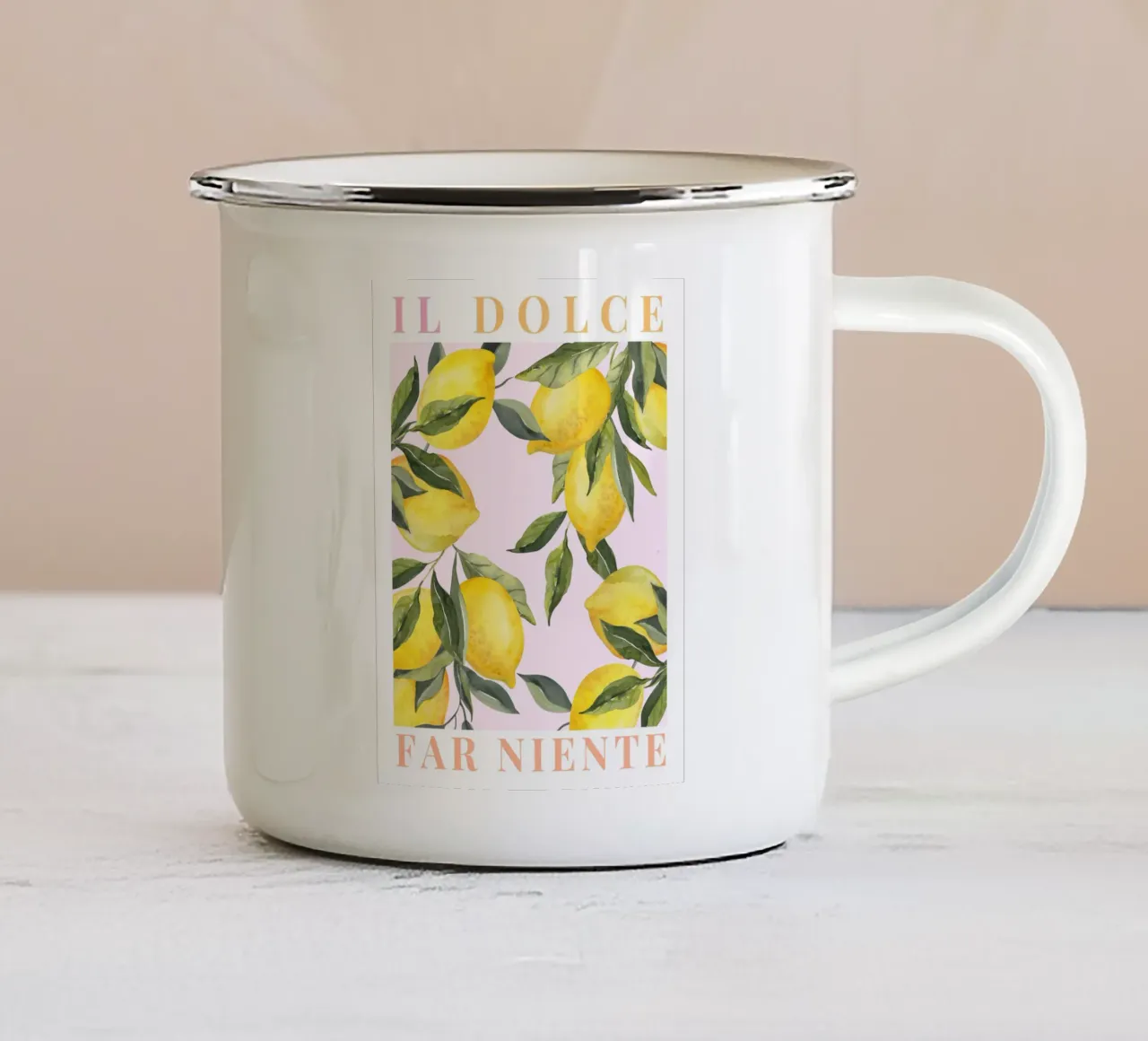 Amalfiküste Zitrone Poster, Zitrone Frucht Druck, Italien Kunst Emaille Tasse von TheCocktailClub