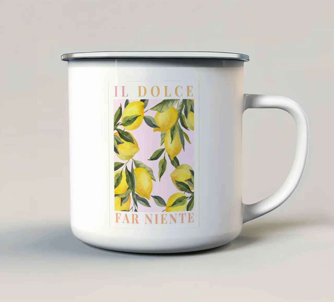 Amalfiküste Zitrone Poster, Zitrone Frucht Druck, Italien Kunst Emaille Tasse von TheCocktailClub