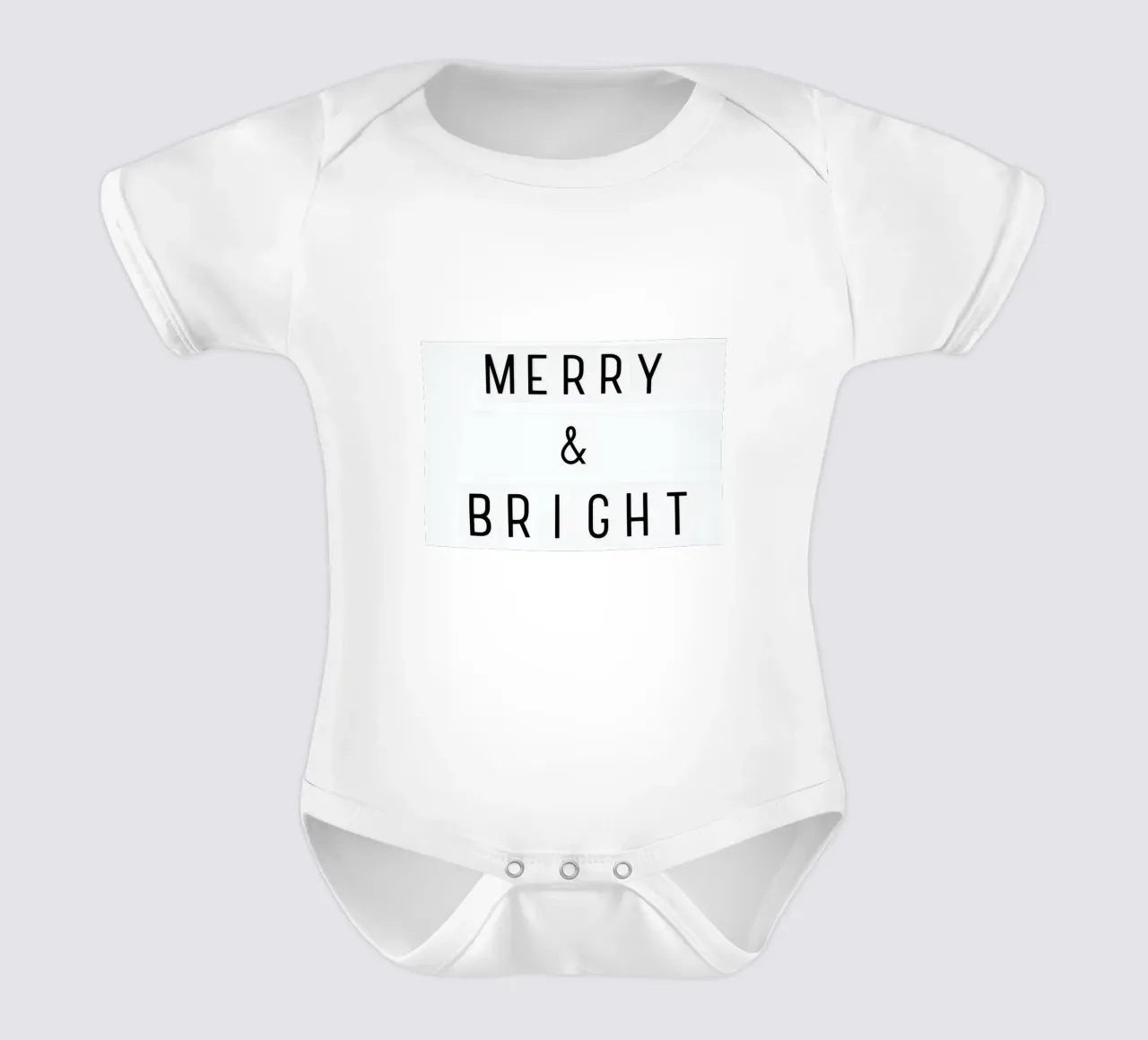 Vrolijk kerstfeest Lightbox babyrompertje korte mouwen van Monika Strigel