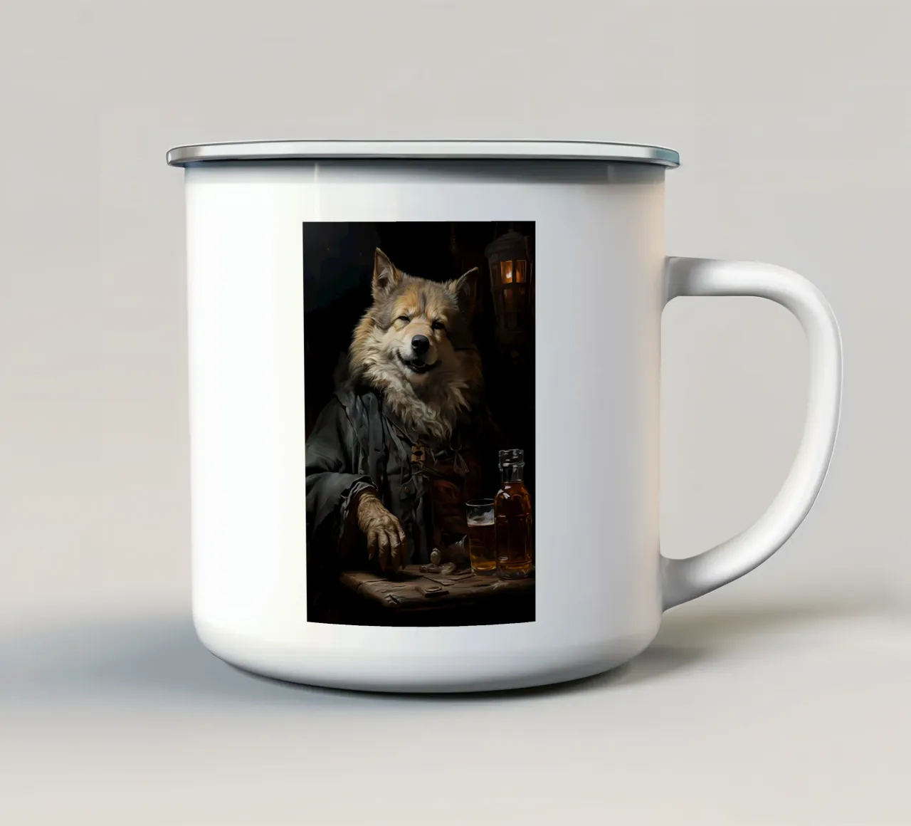 Animale lupo tazza in smalto da Pierre Walton